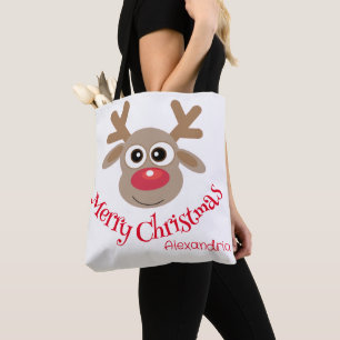 Bolso De Tela Navidades graciosos Personalizado reno blanco