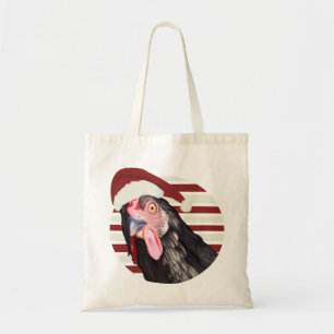 Bolso De Tela Navidades Graciosos Pollos Tiras Rojas Y Blancas