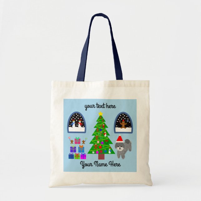 Bolso De Tela Navidades Gray Poodle #4 Tox Bag (Frente)