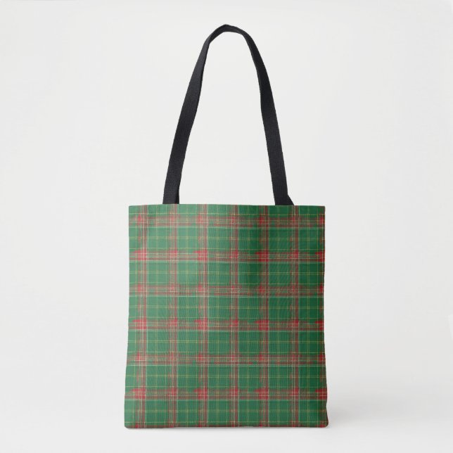 Bolso De Tela Navidades Green Red Plaid (Anverso)