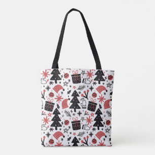 Bolso De Tela Navidades Holiday Icons Xmas Tree Santa Hat