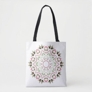 Bolso De Tela Navidades Holiday Mandala Elegant Personalizado Fl