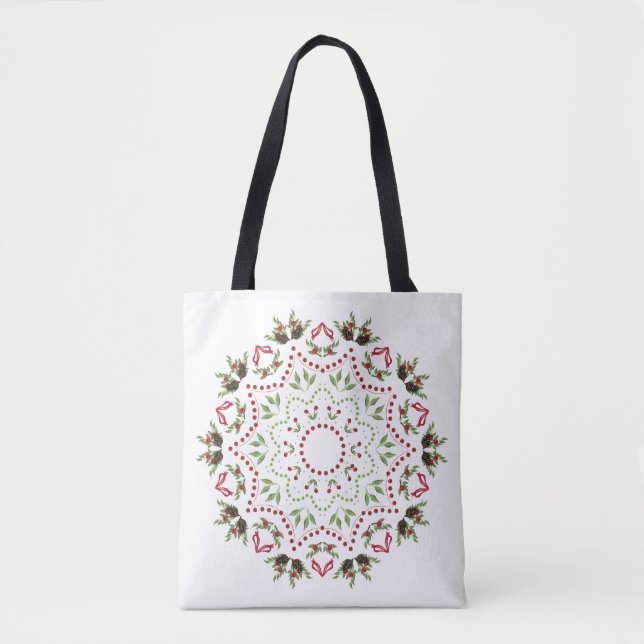 Bolso De Tela Navidades Holiday Mandala Elegant Personalizado Fl (Anverso)