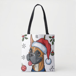 Bolso De Tela Navidades Holiday Santa Dog Boxer Tote Bag