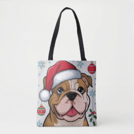 Bolso De Tela Navidades Holiday Santa Dog Bulldog Tote Bag