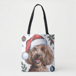 Bolso De Tela Navidades Holiday Santa Dog Poodle Tote Bag