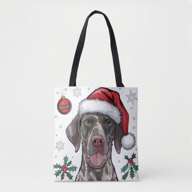 Bolso De Tela Navidades Holiday Santa Dog Puntero Tote Bag (Anverso)