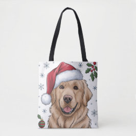Bolso De Tela Navidades Holiday Santa Dog Retriever Tote Bag