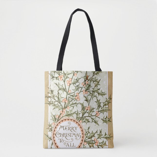 Bolso De Tela Navidades Holly Bonito saludo antiguo (Anverso)