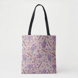 Bolso De Tela Navidades holly bouquet - Dusty Rosa