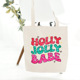 Bolso De Tela Navidades Holly Jolly Babe guión moderno de Purpur
