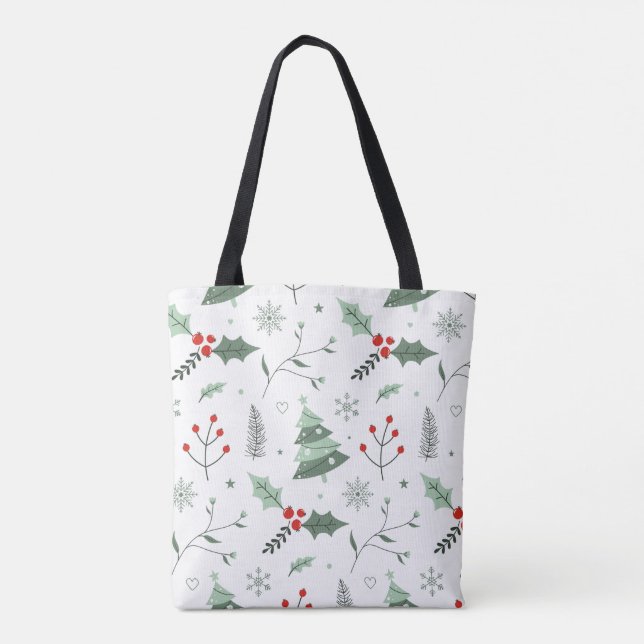 Bolso De Tela Navidades Holly & Tree Tote Bag (Reverso)