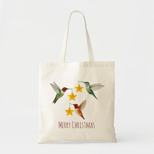 Bolso De Tela Navidades Hummingbirds (Frente)