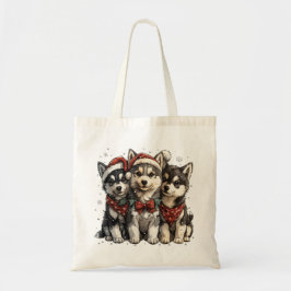 Bolso De Tela Navidades Husky Dogs