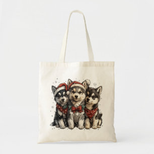 Bolso De Tela Navidades Husky Dogs