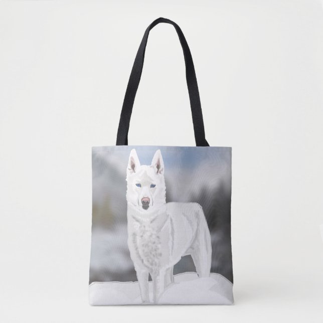 Bolso De Tela Navidades Husky Siberiano (Anverso)