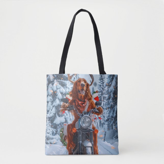 Bolso De Tela Navidades irlandeses de motocicletas Red Setter Do (Anverso)