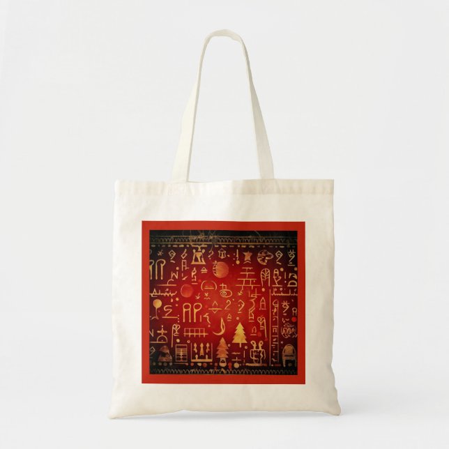 Bolso De Tela Navidades Jeroglíficos Egipcios 4 (Frente)