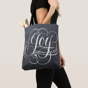 Bolso De Tela Navidades JOY Calligraphy Chalkboad Chalk Fancy