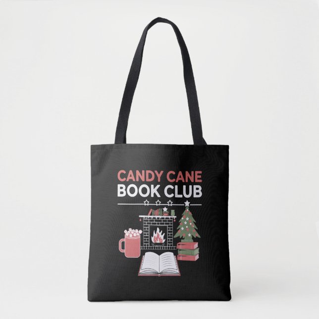 Bolso De Tela Navidades libreros Candy Cane Book Club Bookish (Anverso)
