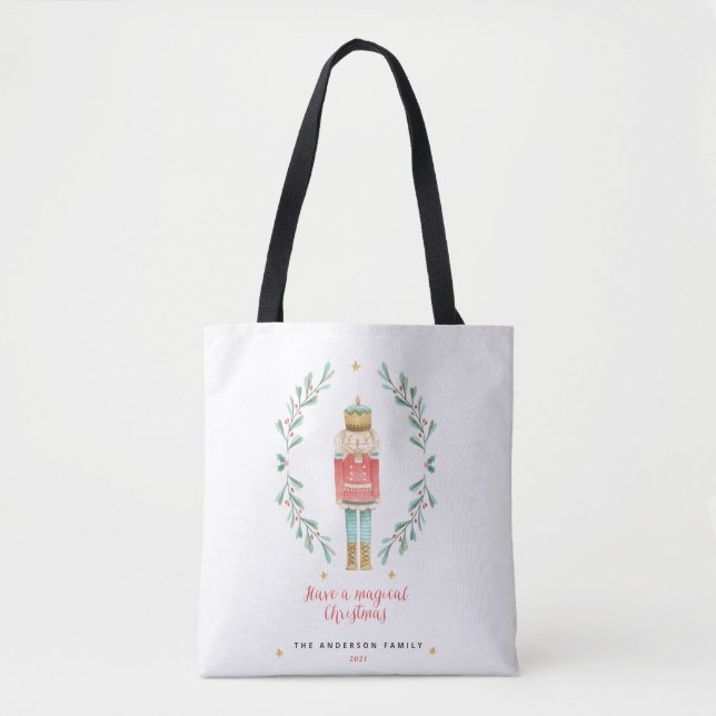Bolso De Tela Navidades lindos botánicos de la acuarela de nutcr (Anverso)