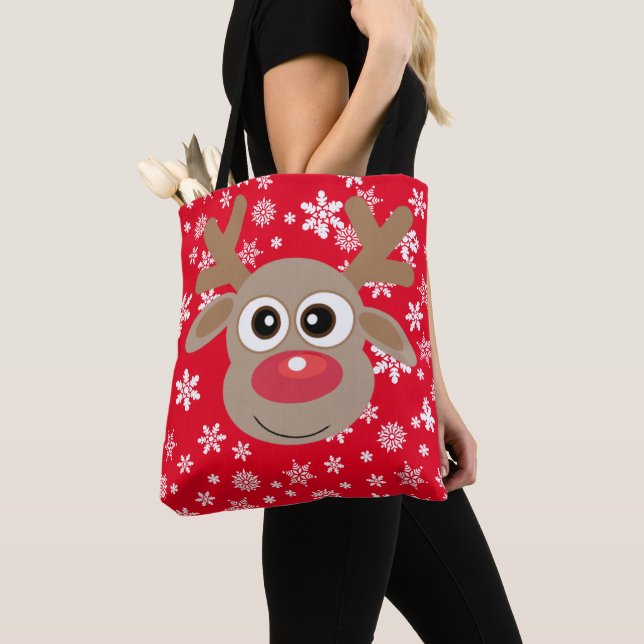 Bolso De Tela Navidades lindos Personalizado reno copos de nieve (Detalle)