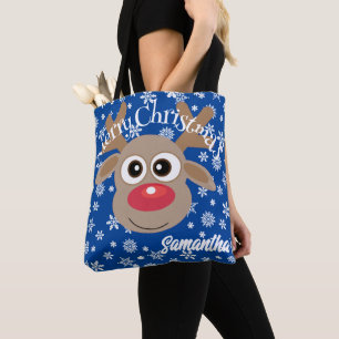 Bolso De Tela Navidades lindos Personalizado reno copos de nieve