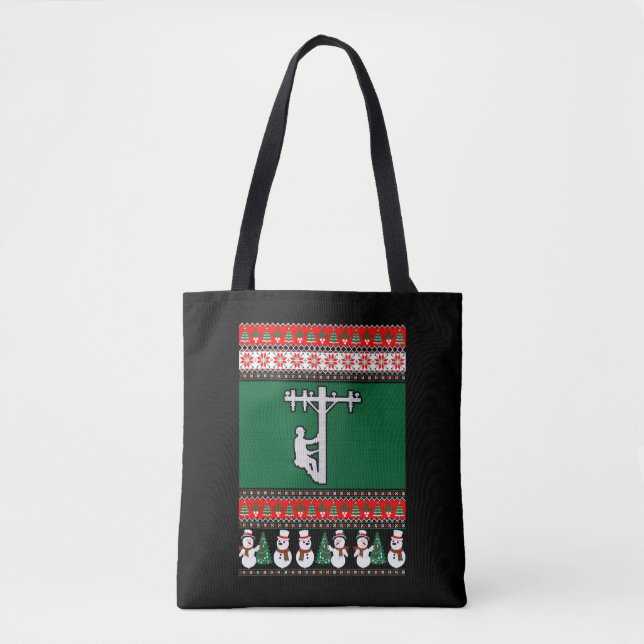 Bolso De Tela Navidades Lineman Ugly Sweater (Anverso)