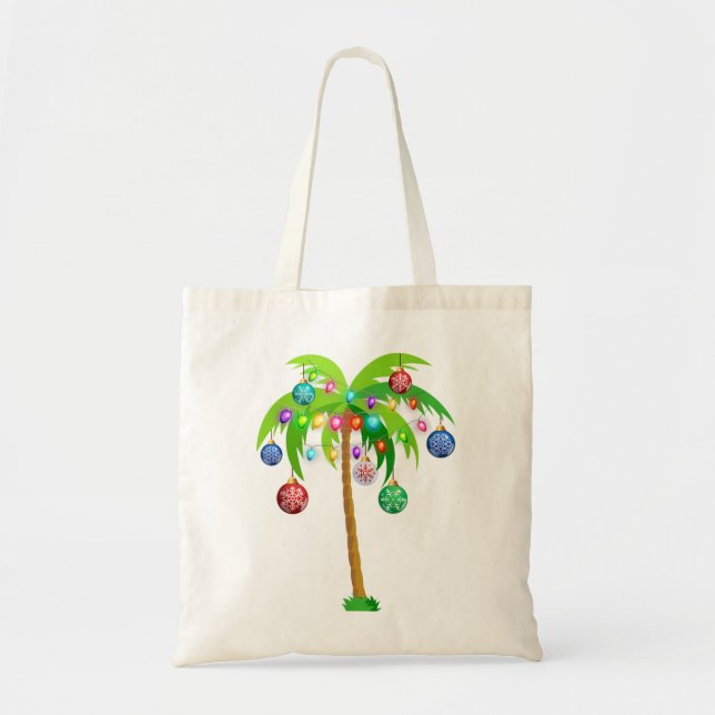 Bolso De Tela Navidades luces palmera hawaii playa tropical x (Frente)
