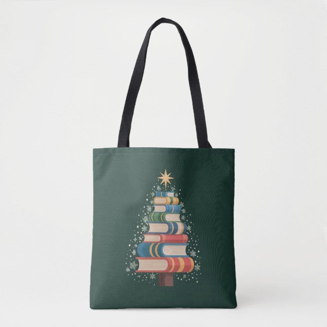 Bolso De Tela Navidades Maestros Libros Árboles Navidad Leyendo  (Anverso)