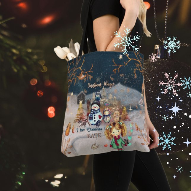 Bolso De Tela Navidades Magia con Tote de personajes bonitos (Christmas Magic with cute Characters Tote)