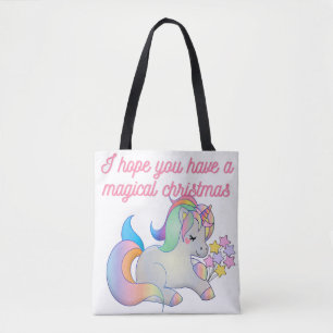 Bolso De Tela Navidades mágicos de unicornio feos navideños