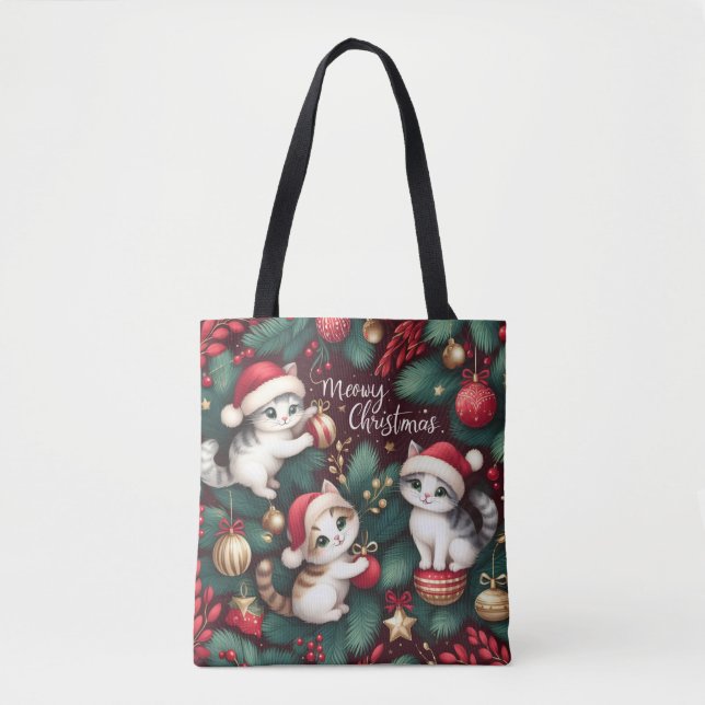 Bolso De Tela Navidades Meowy - (Anverso)