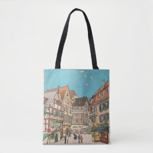 Bolso De Tela Navidades Mercado Estrasburgo Francia Retro
