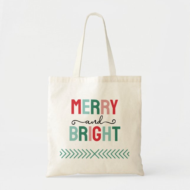 Bolso De Tela Navidades merry y brillantes (Frente)