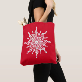 Bolso De Tela Navidades Monograma Ornamental Rojo G-Clef Snowfla