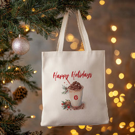 Bolso De Tela Navidades Monogramas Festividad Café Mingle Tote B
