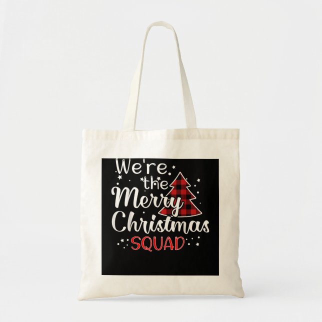 Bolso De Tela Navidades Morning Squad Red Buffalo Plaid Tree San (Frente)