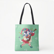 Navidades Music Elf Cat Green