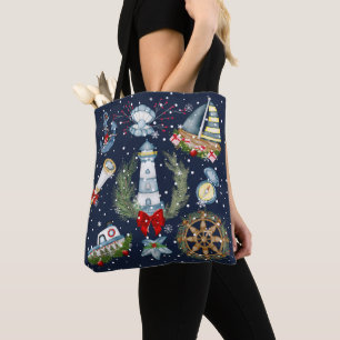 Bolso De Tela Navidades náuticos