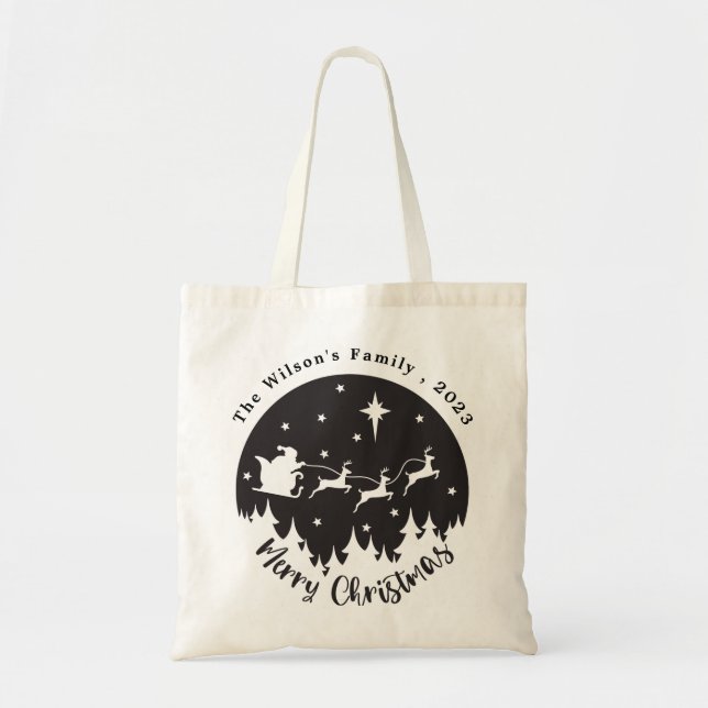 Bolso De Tela Navidades negros y blancos simples y modernos (Frente)