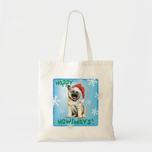 Bolso De Tela Navidades Noruego Elkhound Tote Bag (Frente)