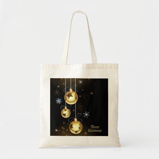 Bolso De Tela Navidades Ornamentos dorados Estrellas brillantes  (Frente)