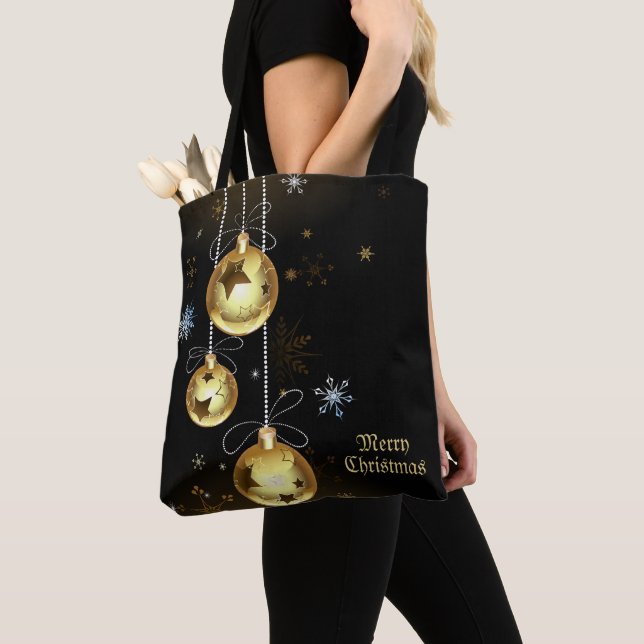 Bolso De Tela Navidades Ornamentos dorados Estrellas brillantes  (Detalle)