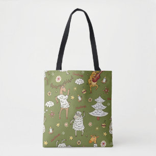 Bolso De Tela Navidades Oveja: Ilustracion de la Vintage Animal.
