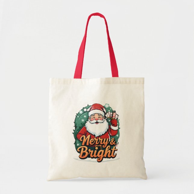 Bolso De Tela Navidades - "Papá Noel y Papá Noel" (Frente)