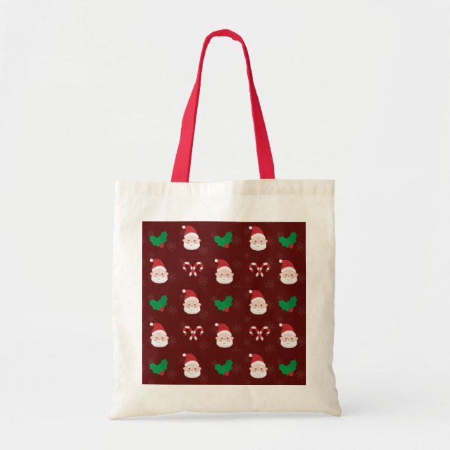 Bolso De Tela Navidades Patrón Presupuesto Rojo Tote Bag (Frente)