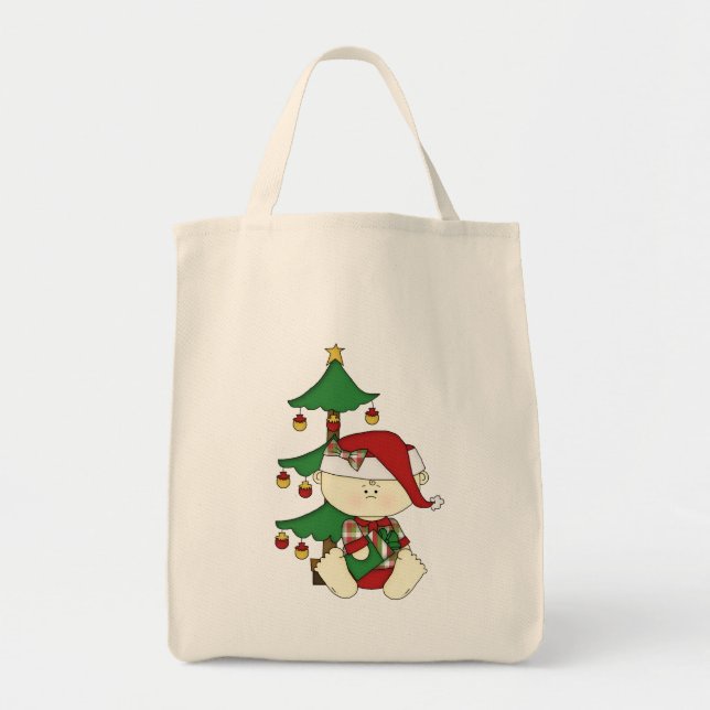 Bolso De Tela Navidades pequeños beben con árbol (Frente)