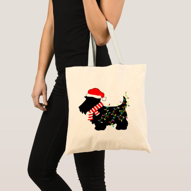 Bolso De Tela Navidades Perro escocés con luces (Anverso (producto))