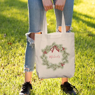 Bolso De Tela Navidades Personalizado de la Guerra Roja y Verde